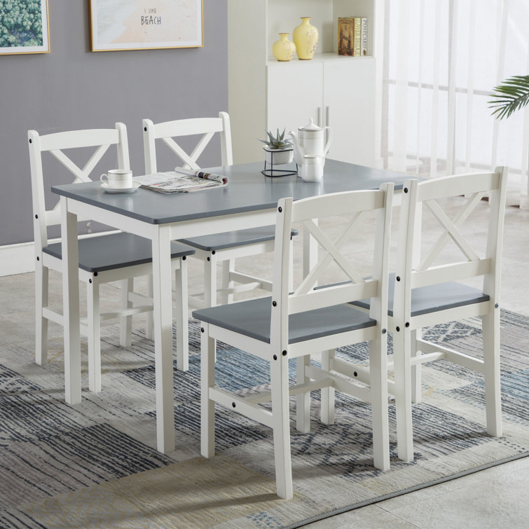 House Of Hampton Danny 5 Piece Pine Solid Wood Dining Set Reviews Wayfair Co Uk
