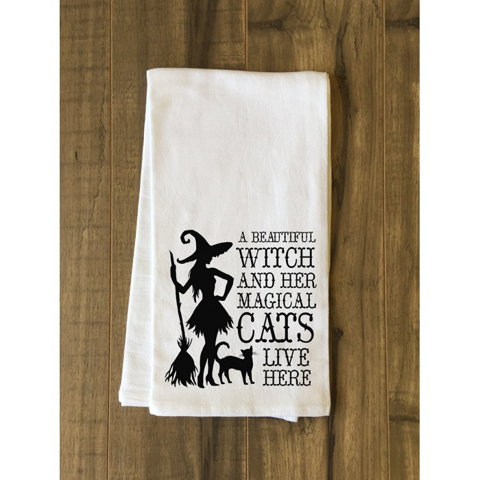Set Of 2 Halloween Witch Pumpkin Wicked Holiday Kitchen Hand Tea Towel Cloth