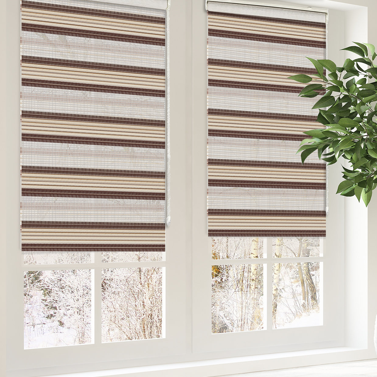 Symple Stuff Semi-sheer Brown Roller Shade 