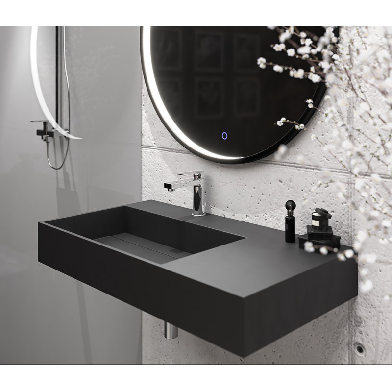 Orren Ellis Boyter Stone Rectangular Wall Mount Bathroom Sink Reviews Wayfair