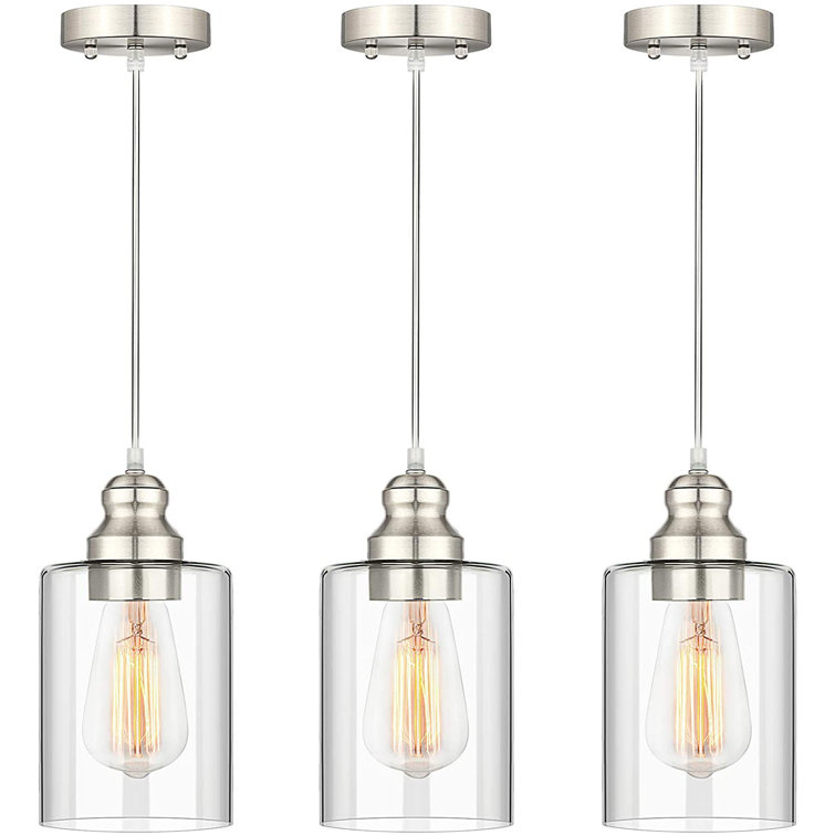Industrial Pendant Lighting, Adjustable Hanging Light Fixtures, Clear Glass Shade Pendant Light, Vintage Farmhouse Mini Hanging Ceiling Lamp For ...