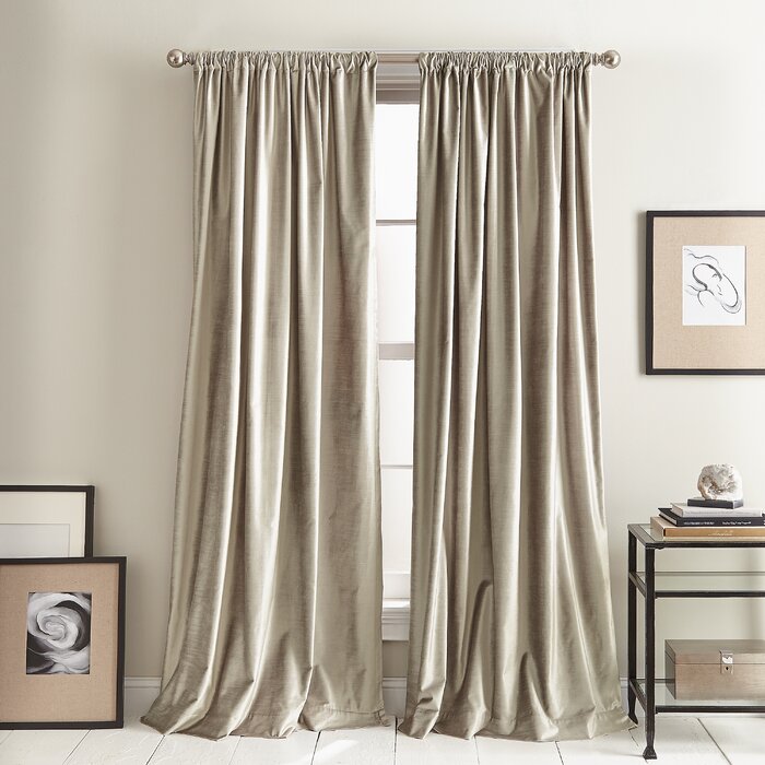 Modern Knotted Cotton Blend Solid Room Darkening Rod Pocket Curtain Panel