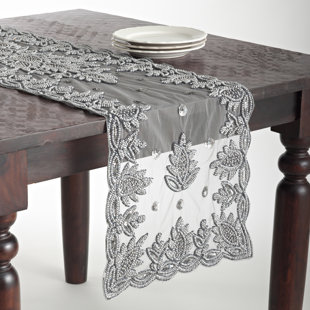 white and silver table runner