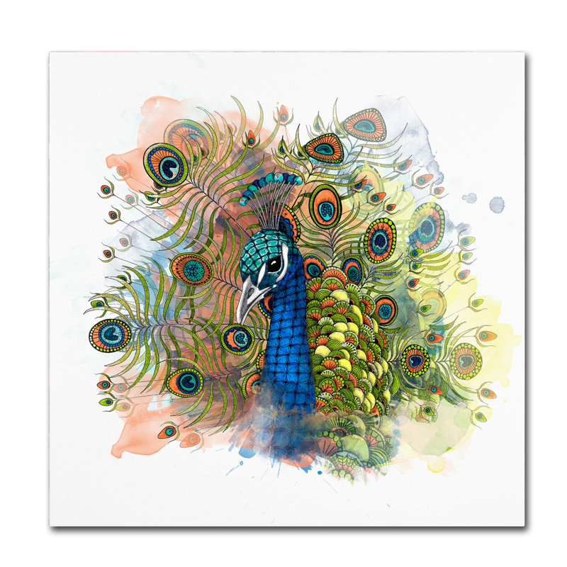 Trademark Art Percival The Peacock Graphic Art Print On Wrapped Canvas Wayfair