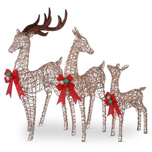21" Santa & Reindeer Set Stand Soft Cuddly Christmas Decoration Ornament Set 163