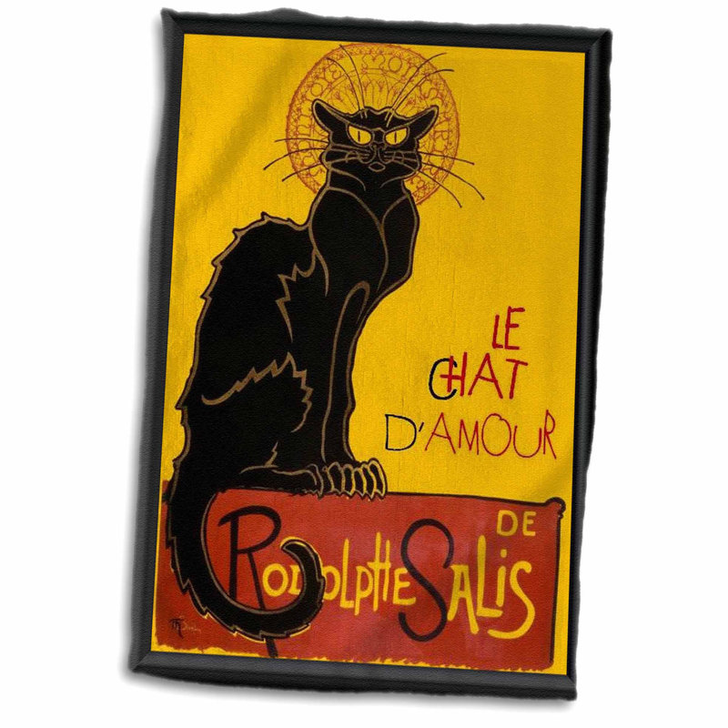 Symple Stuff Ladwig Le Chat Damour A Vintage Poster Parody Of Le Chat Noir With A Theme Of Love Hand Towel Wayfair
