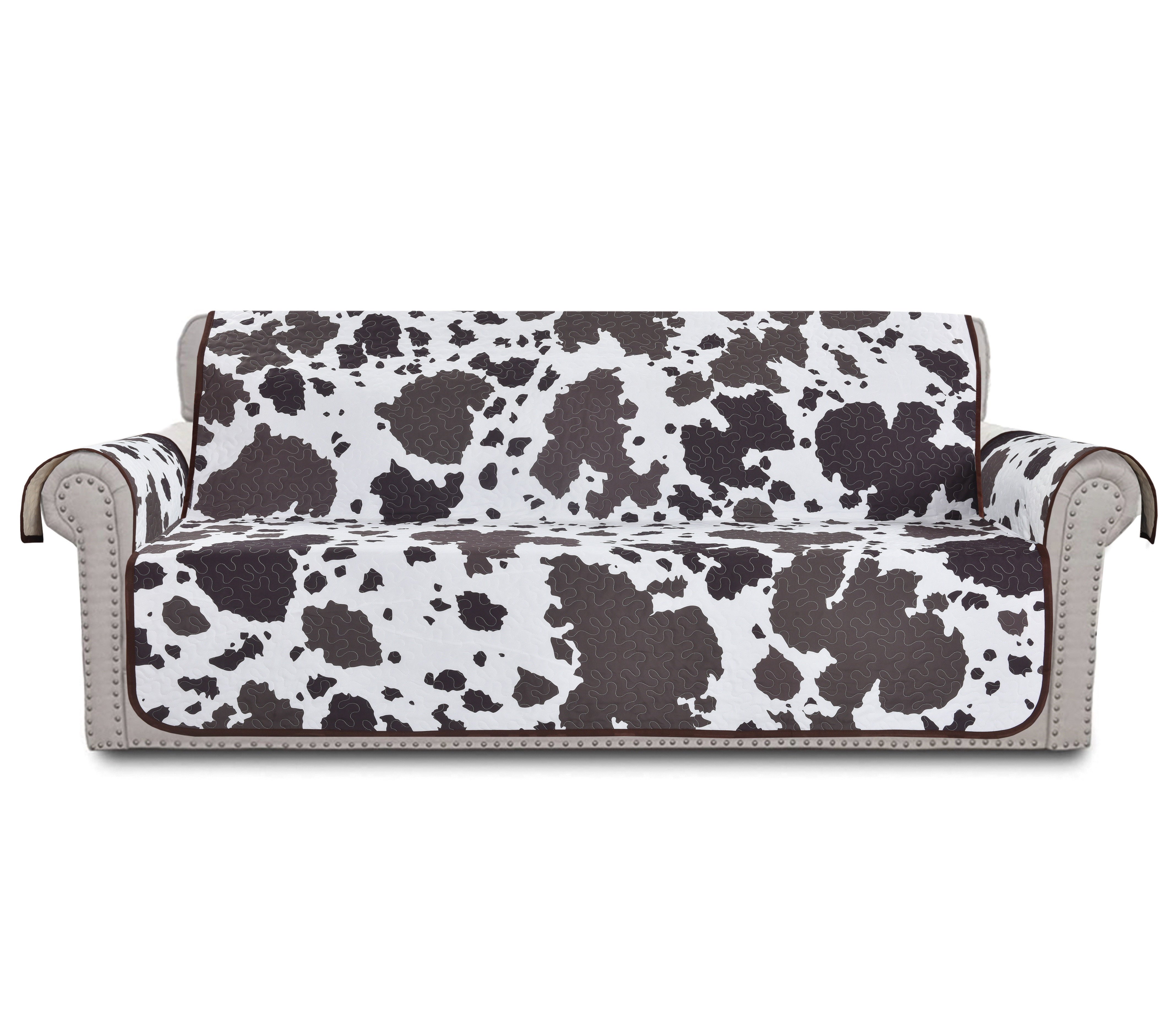 Foundry Select Cow Hide Print Animal Print Box Cushion Quilted Sofa & Couch Slipcover Wayfair