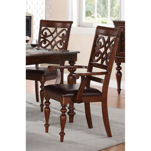 Granborough Wooden Genuine Leather Upholstered Dining Chair by