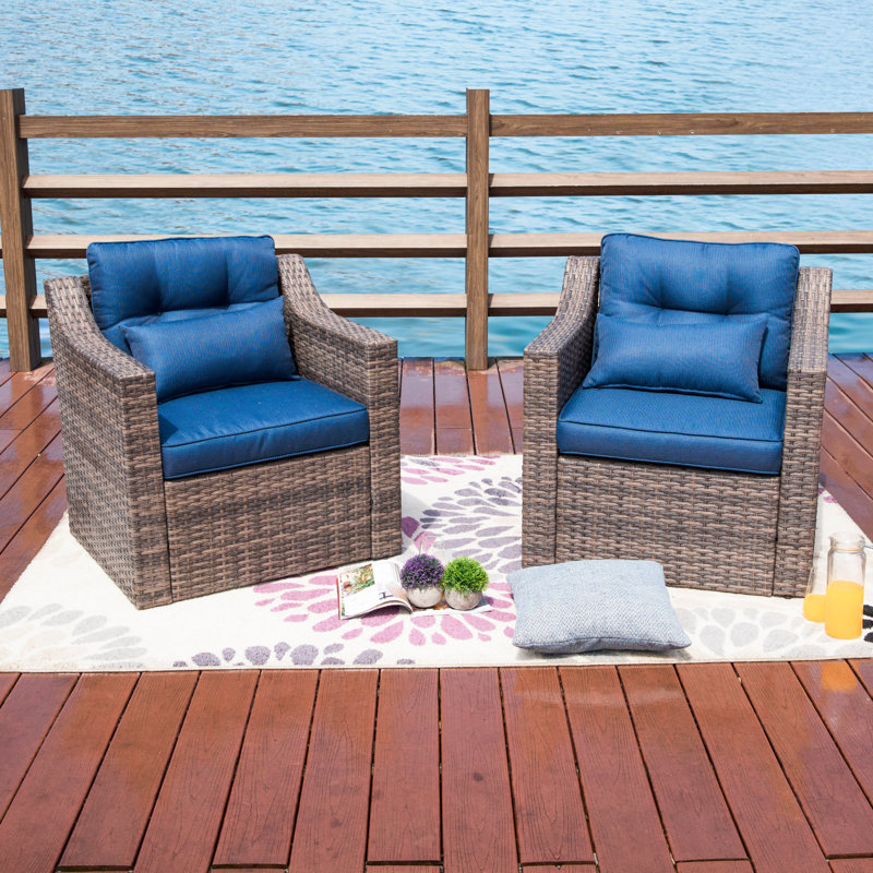 Highland Dunes Kunz Outdoor Wicker Patio Chair With Cushions Reviews Wayfair