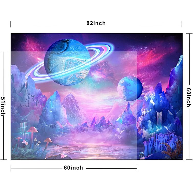 H70.8×W92.5, Space Tapestry Uhsupris Space Tapestry Trippy Planet Tapestry Psychedelic Mushroom Tapestry Fantasy Galaxy Tapestry Mountain Tapestry wall Hanging for Bedroom Home Decor 
