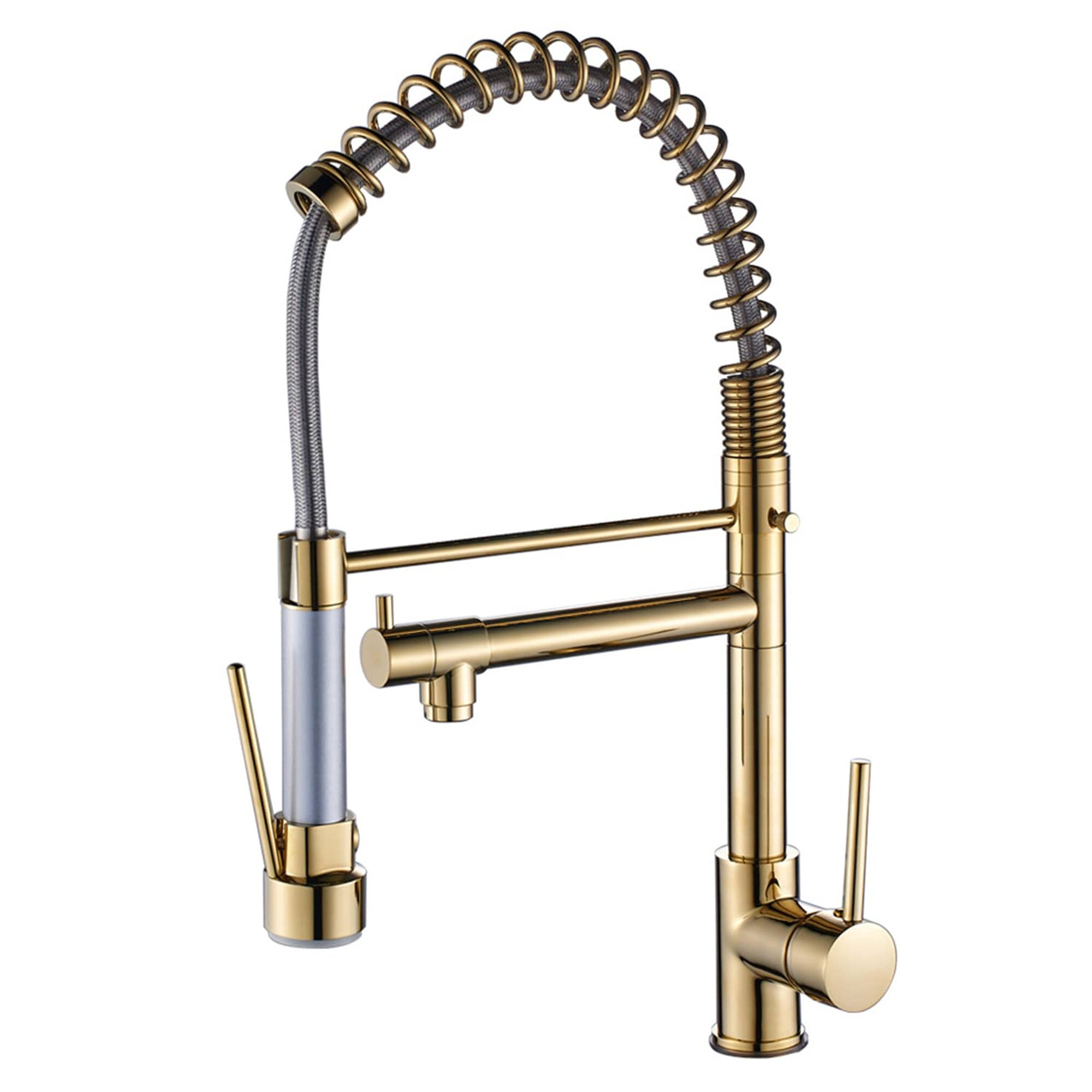 Commercial Pull Down Kitchen Sink Faucet Modern Brass Single Hole Kitchen  Faucets Single Handle High Arc Mixer Faucets With Valve