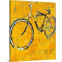 PAINTING DRAWING DESIGN BIKE BICYCLE WHEELS YELLOW ART PRINT POSTER MP3699A