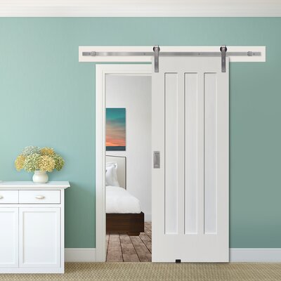 Paneled Manufactured Wood Primed Barn Door Without
