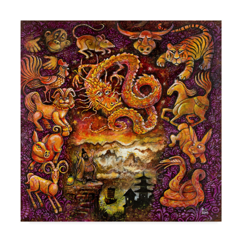 Trademark Art Chinese Zodiac Acrylic Painting Print On Wrapped