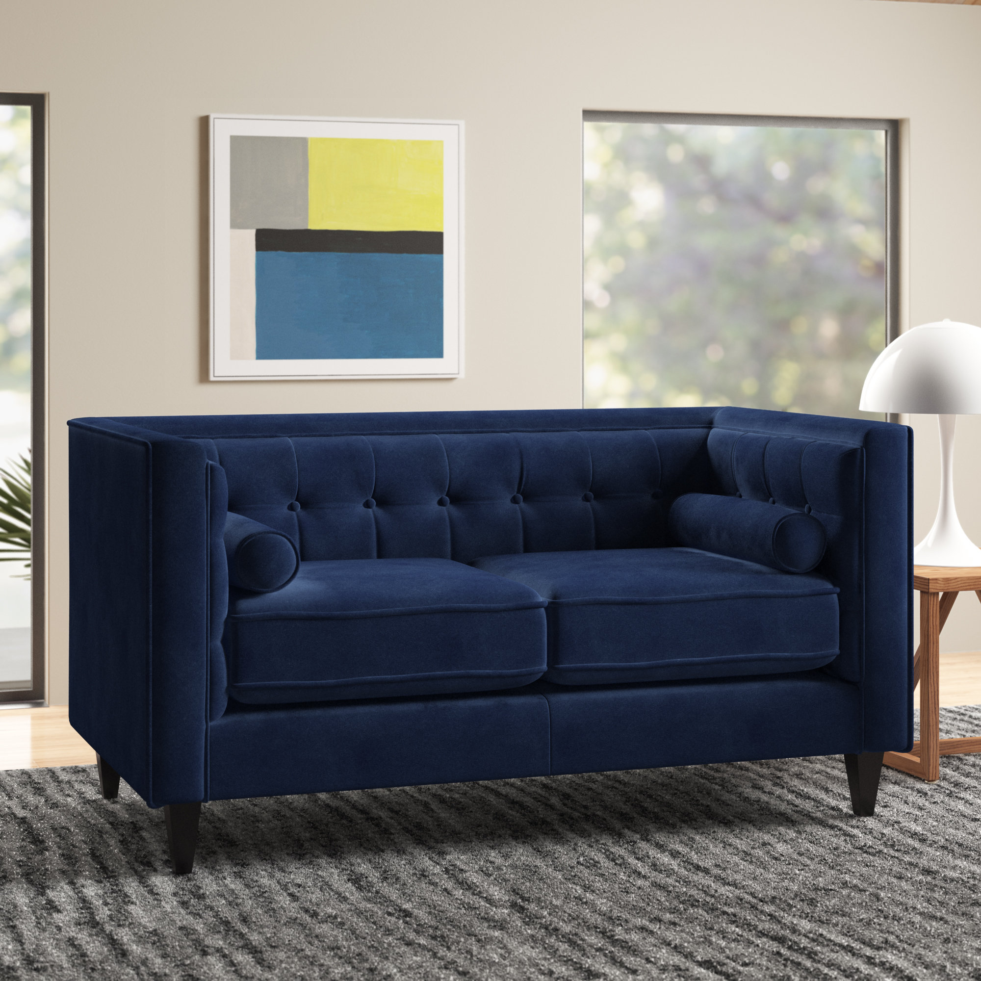 Victoire Velvet Chesterfield 62 Square Arm Loveseat Reviews Victoire Velvet Chesterfield 62 Square