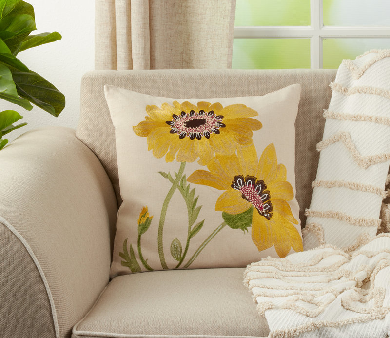 Square Pillow Cover & Insert Color: Yellow