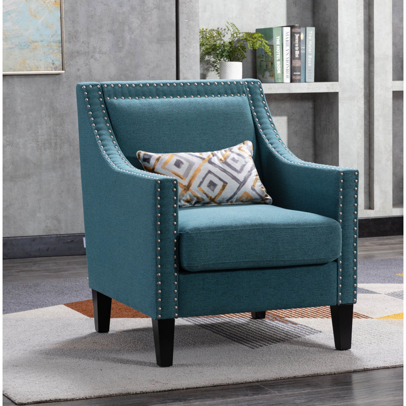 Red Barrel Studio® Accent Armchair Living Room Chair With Nailheads And Solid Wood Legs Orange ...