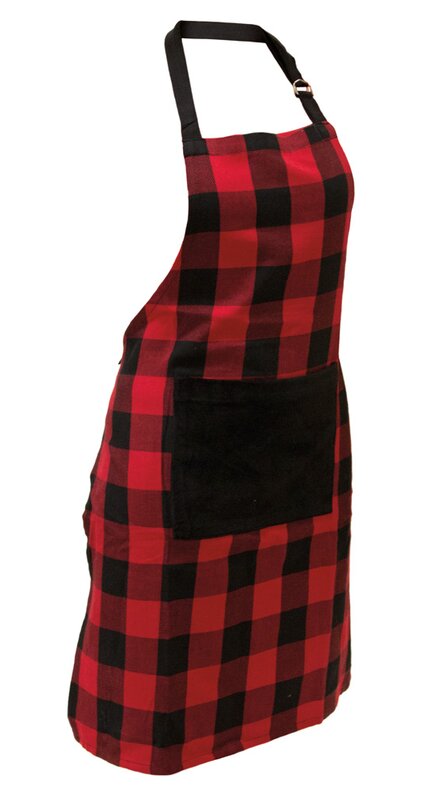 Buffalo Plaid Apron. Holiday decor inspiration with plaid, checks, and tartans! Come be inspired by this classic pattern for Christmas decorating. #plaid #christmasdecor #holidayinspiration #checks #decorating #inspiration