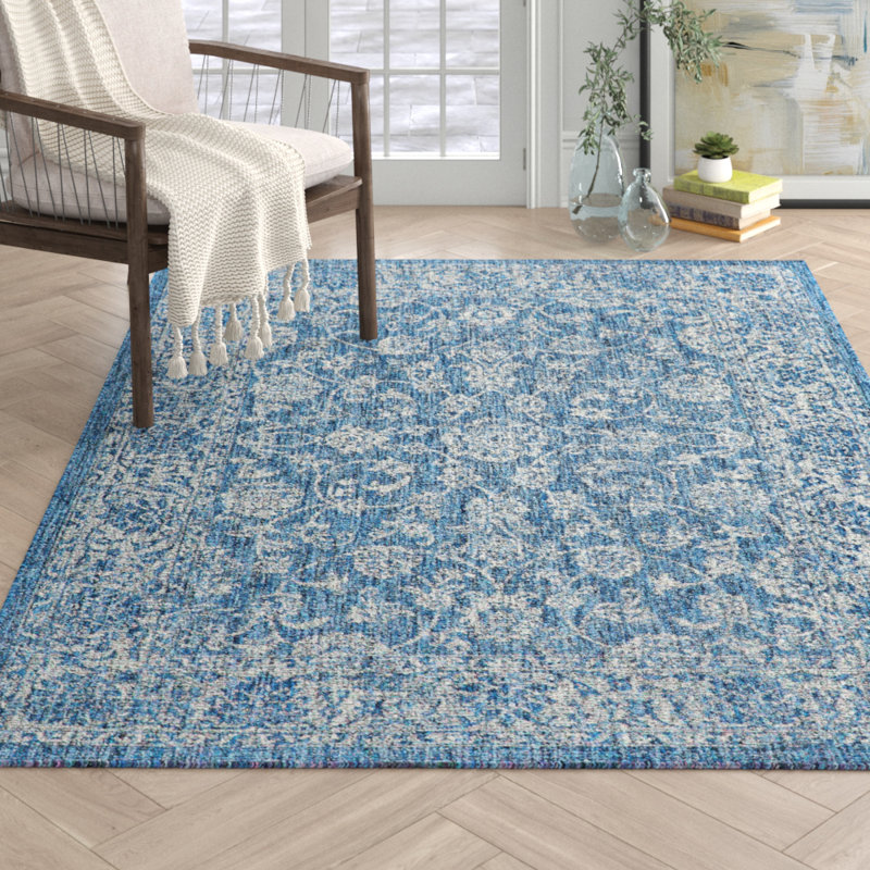 Leonora Textured Weave Fl Navy Indoor Outdoor Area Rug Joss Leonora Textured Weave Fl Navy