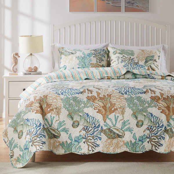 Nautical Ocean Themed Seashell 7 Piece Bed In Bag Comforter Set,Choice Sizes-NEW 
