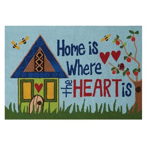 Home Is Where the Heart Is Hand-Woven Blue Area Rug