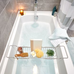 Bathroom Bath Caddy Expandable Holder Tray Over Bath Tub Shelf Support Plastic 