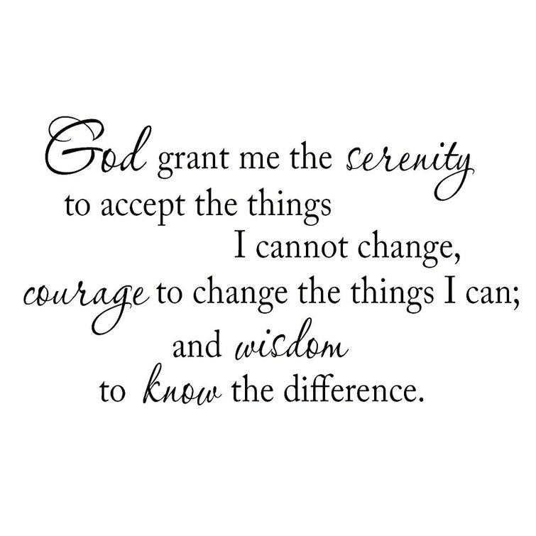 and the wisdom to know the difference serenity prayer Wall Art Vinyl Lettering Decal Sticker Saying the courage to change things i can God grant me the serenity to accept things I can not change 