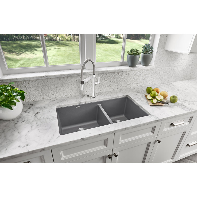 Blanco Precis Silgranit 33 L X 18 W Double Basin Undermount Kitchen Sink Reviews Wayfair
