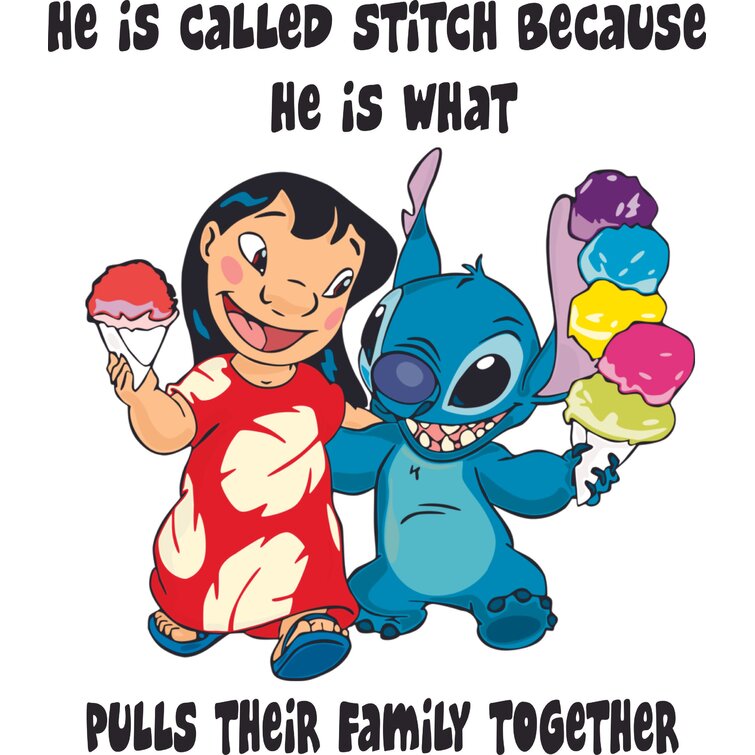 Design With Vinyl Lilo and Stitch Family Together Cartoon Wall Decal ...