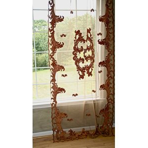 Tudor Appliquu00e9 Damask Sheer Thermal Rod pocket Single Curtain Panel