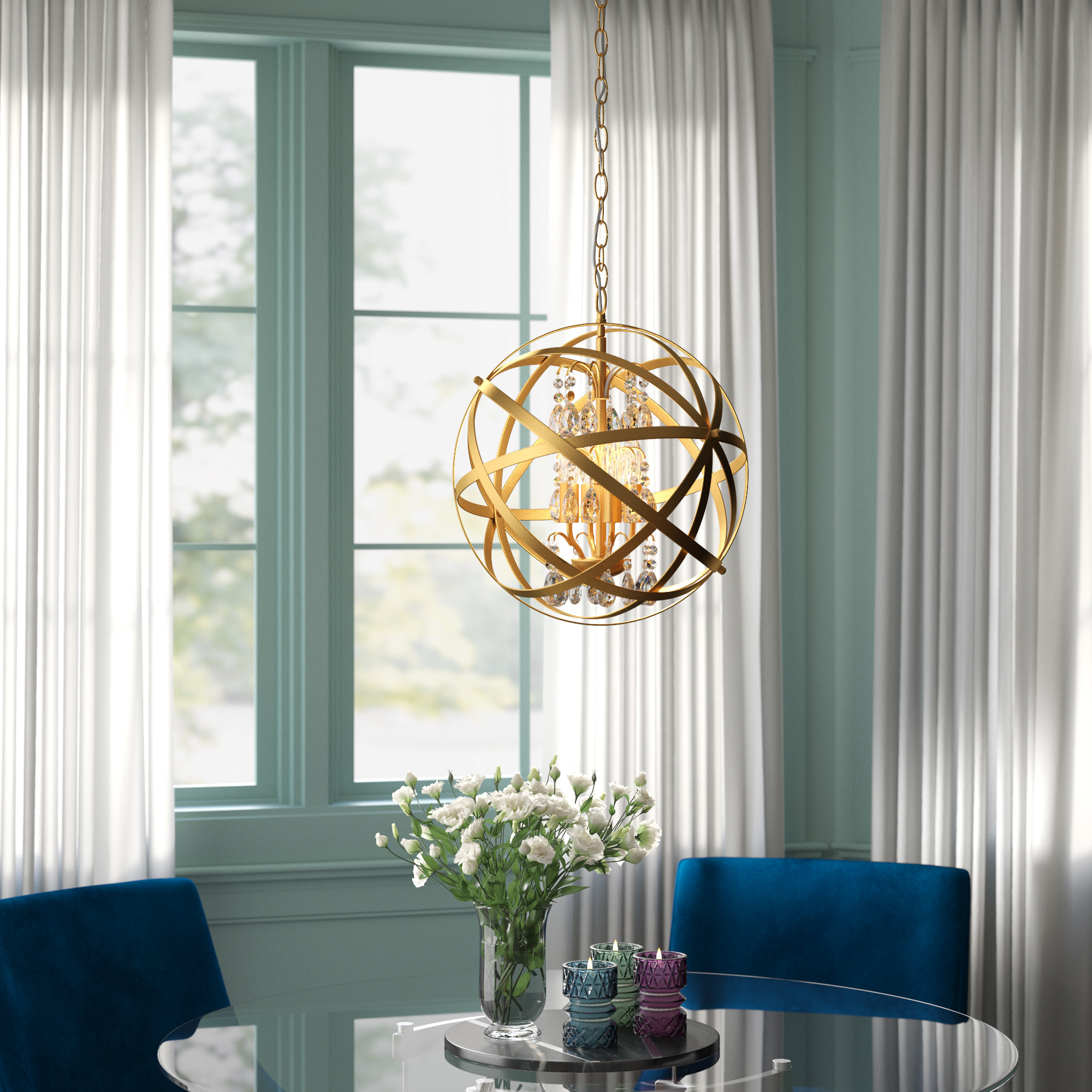 Mercer41 Zellner 4 Light Unique Statement Globe Chandelier Reviews Wayfair