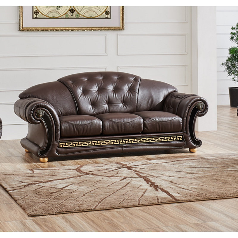 Astoria Grand Alexzander Genuine Leather 87 Round Arm Sofa Astoria Grand Alexzander Genuine