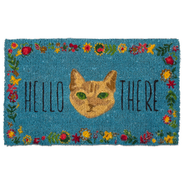 TAG Hello There Cat Coir 30" x 18" Indoor Door Mat | Wayfair