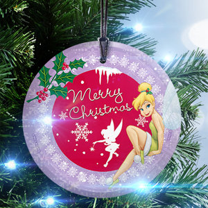 Disney Tinker Bell (Merry Christmas) StarFire Prints Glass Hanging Ornament