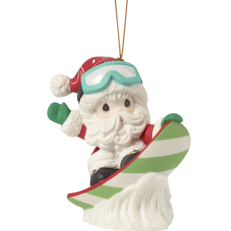 Precious Moments Have Some Holiday Fun Santa Claus On Snow Board