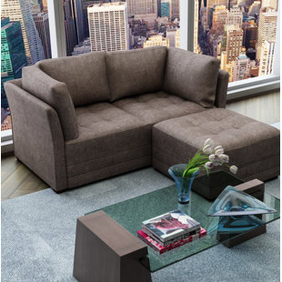 Frampton Upholstery Modular Loveseat With Ottoman by Latitude Run Wonderful