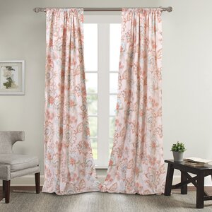 Ennis Nature/Floral Semi-Sheer Curtain Panel Pairs (Set of 2)