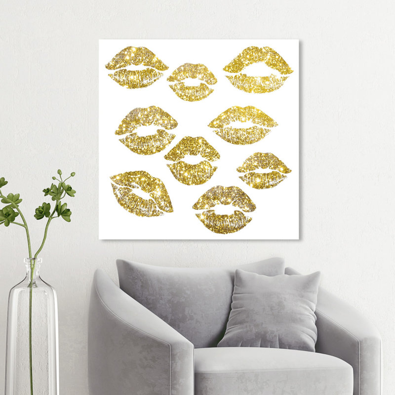 Oliver Gal Signs Of Love In Glitter Gold Graphic Art On Canvas
