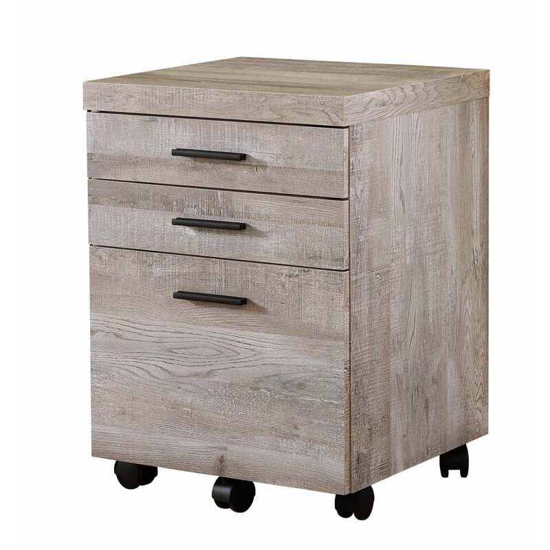 Union Rustic Schroeder 3 Drawer Mobile Vertical Filing Cabinet