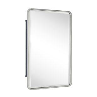 Pre Assembled UK White Double Door Bathroom Mirror Cabinet With Glass Shelves For Storage 