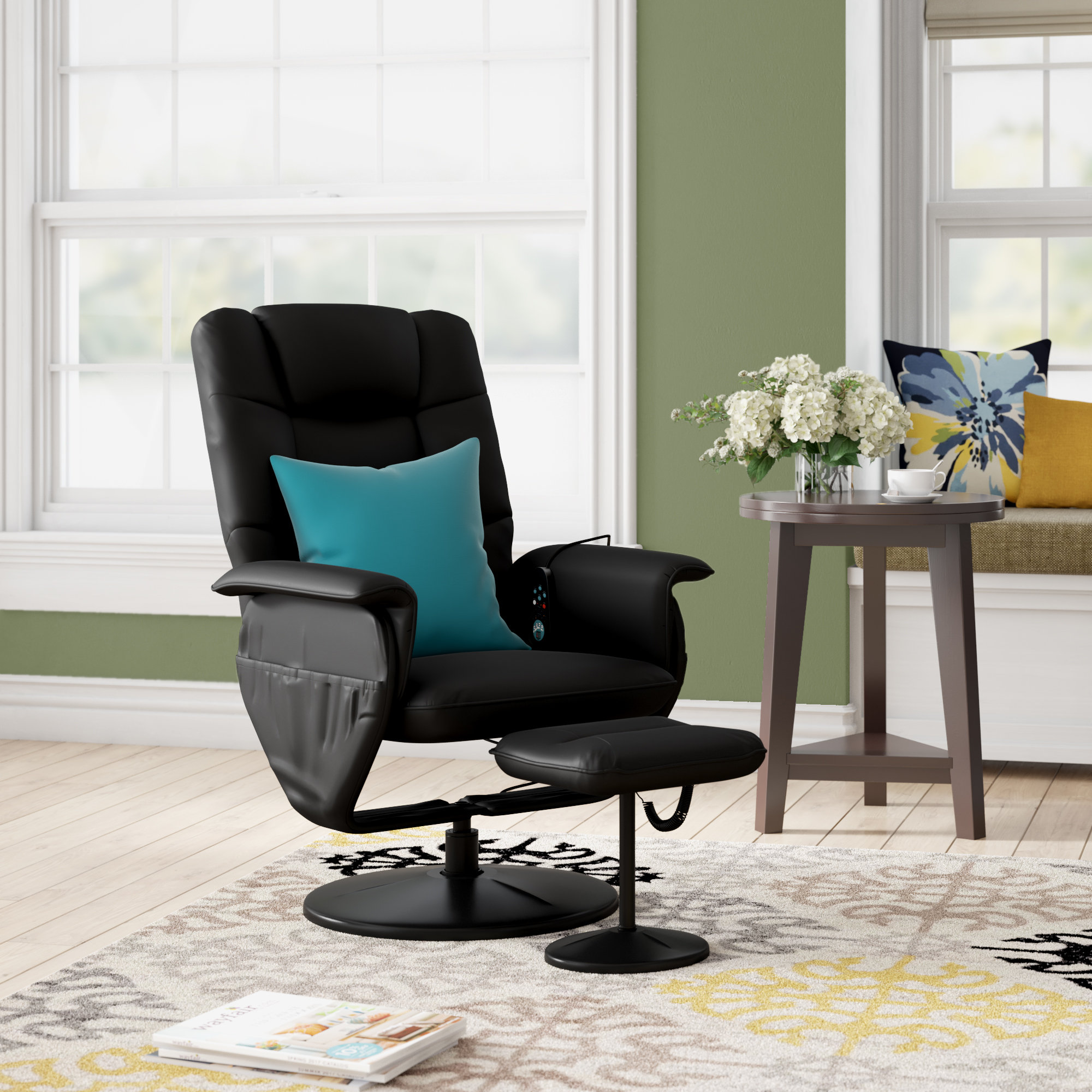 Leather Heated Massage Chair With Ottoman