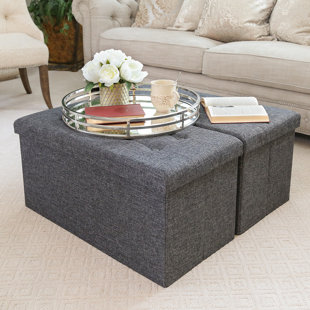 Foldable Tufted Storage Ottoman (Set of 2)