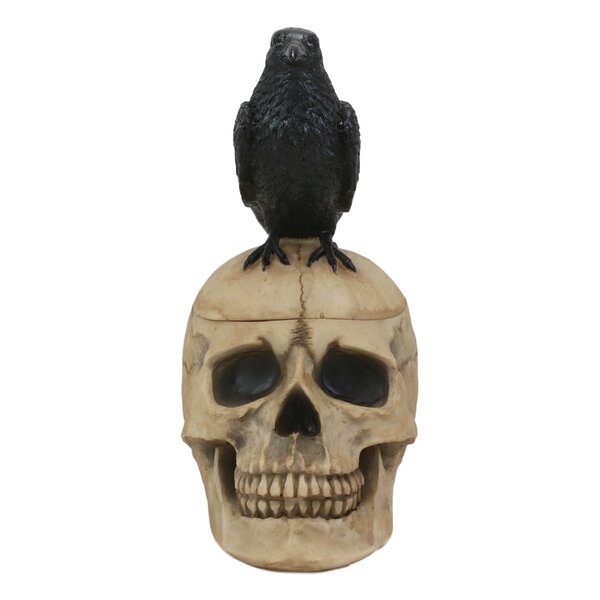 7 Inches Gothic Skull and Raven Decorative Bookends
