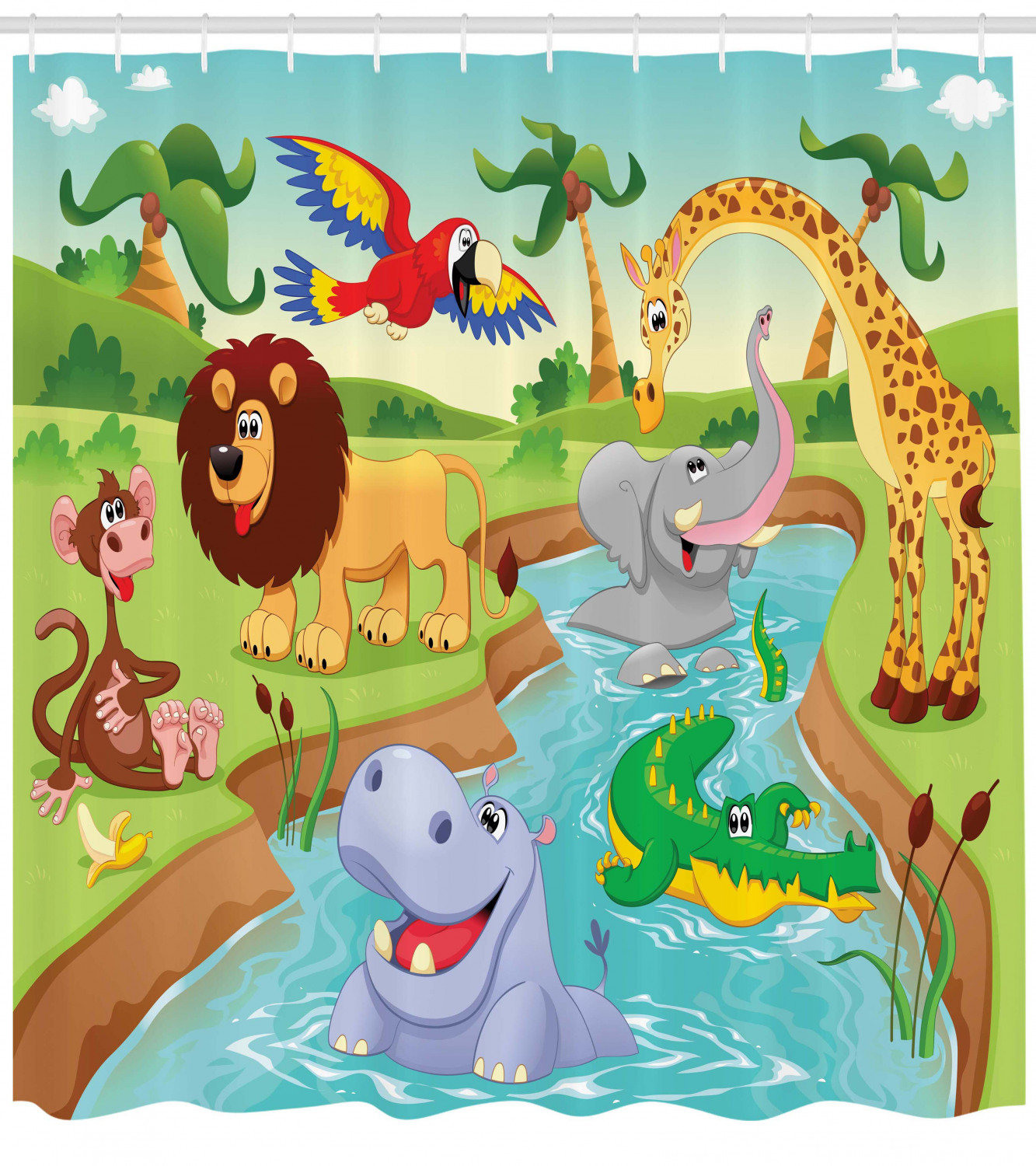 Zoomie Kids Luther Safari African Animals Single Shower Curtain Reviews Wayfair