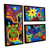 ArtWall Marina Petros Karmic Lovers 3 Piece Floater Framed Canvas Set 36 by 54