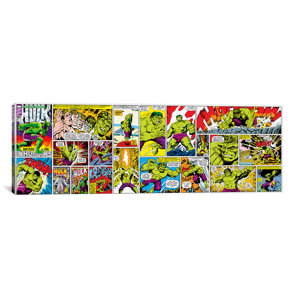 Marvel Comics Hulk Cover and Panel Panoramic Graphic Art on Wrapped Canvas