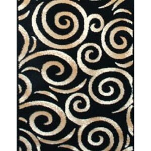 Oriental Swirly Black Area Rug