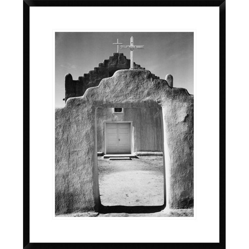 Vault W Artwork Front View Of Entrance Church Taos Pueblo National Historic Landmark New Mexico 1942 By Ansel Adams Framed Photographic Print Wayfair