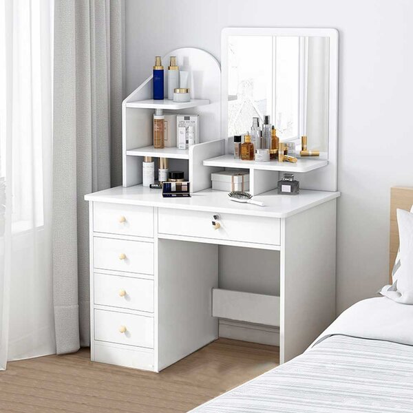 Ebern Designs Vanity Table, 5 Drawers, Makeup Dressing Table With One ...