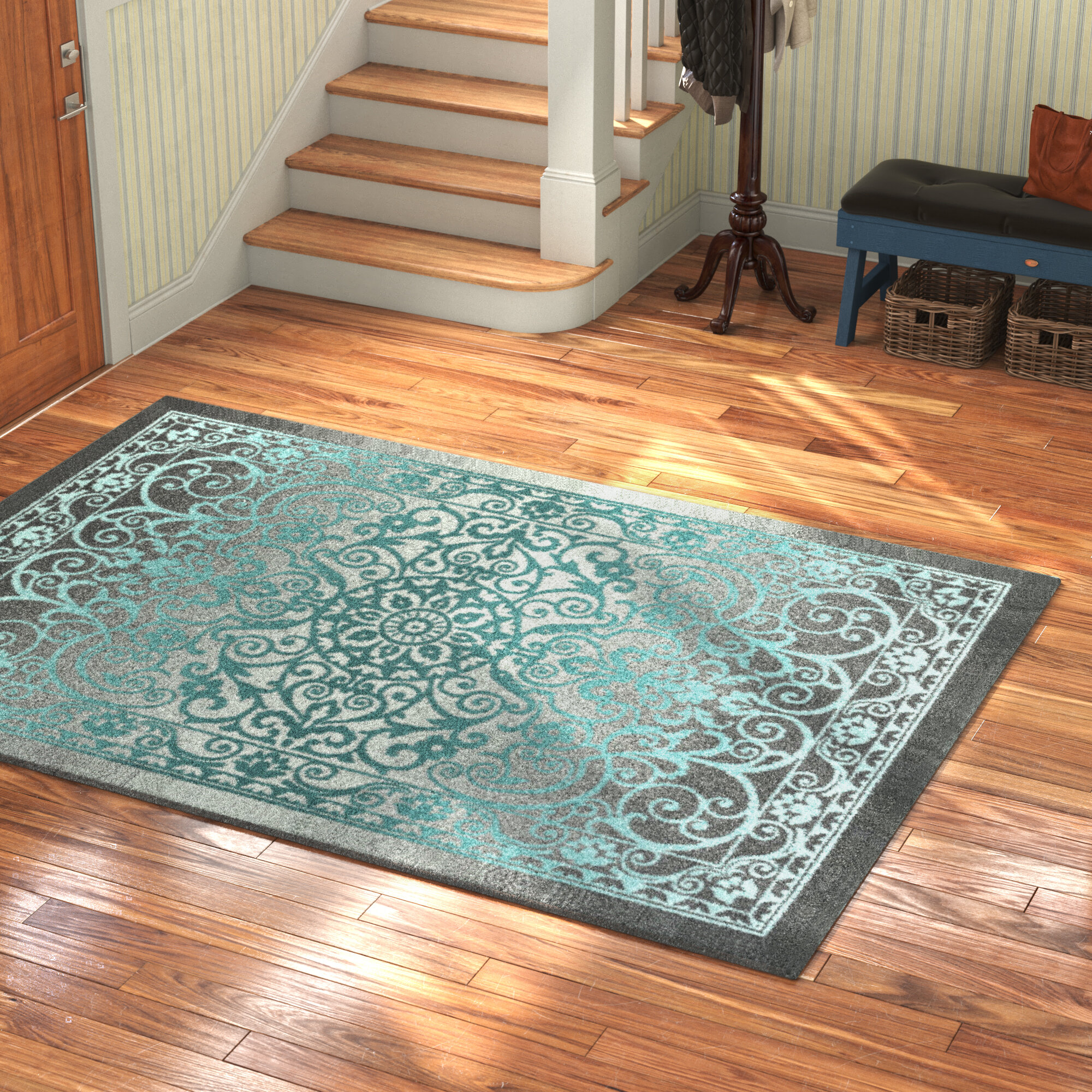 Non-Slip Floor Mat Washable Runner Rug for Kitchen Hallway Entryway Living Room Bedroom Dorm Home Decor ALAZA Dragonfly Butterfly Flower Area Rug 39 x 20 Inch 